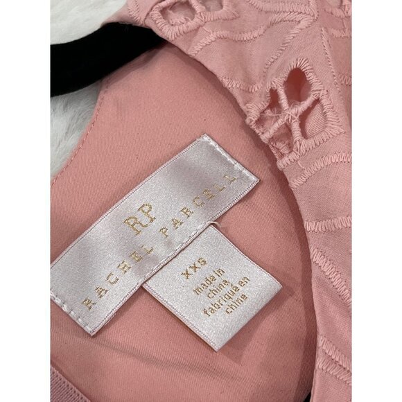 RACHEL PARCELL Eyelet Sheath Pink Midi Dress 100% Cotton Size XXS NWOT - Picture 11 of 12